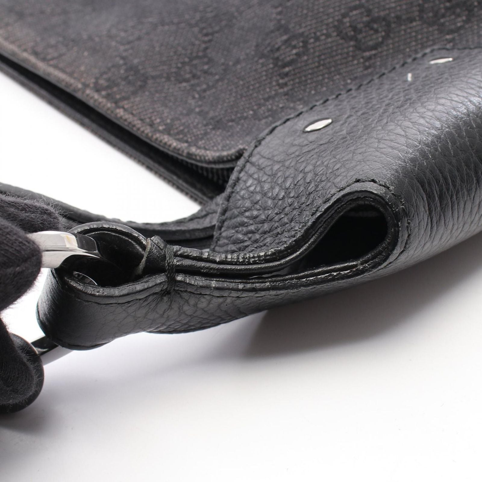 Gucci Shoulder Bag GG Pattern Black Denim Leather — view 9