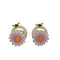 Dior Earrings Tribal Daisy White Pink Multi Bee Flower