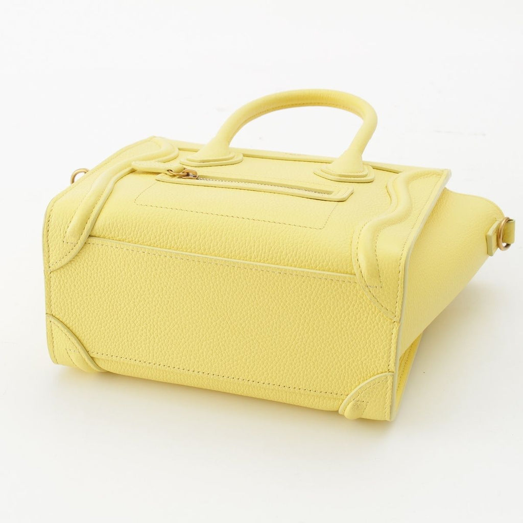 Celine Luggage Nano Drummed Calfskin Leather 2-Way Shoulder Handbag Yellow — view 5