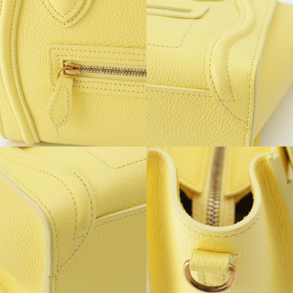 Celine Luggage Nano Drummed Calfskin Leather 2-Way Shoulder Handbag Yellow — view 9
