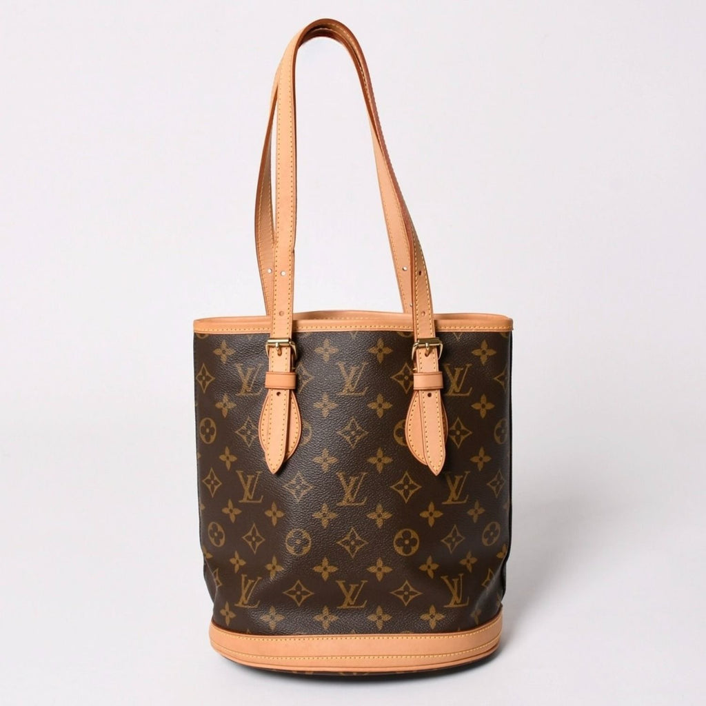 Louis Vuitton Bucket PM Handbag Monogram Brown Leather Gold — view 2