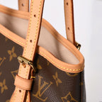 Louis Vuitton Bucket PM Handbag Monogram Brown Leather Gold — view 5