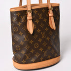 Louis Vuitton Bucket PM Handbag Monogram Brown Leather Gold — view 3