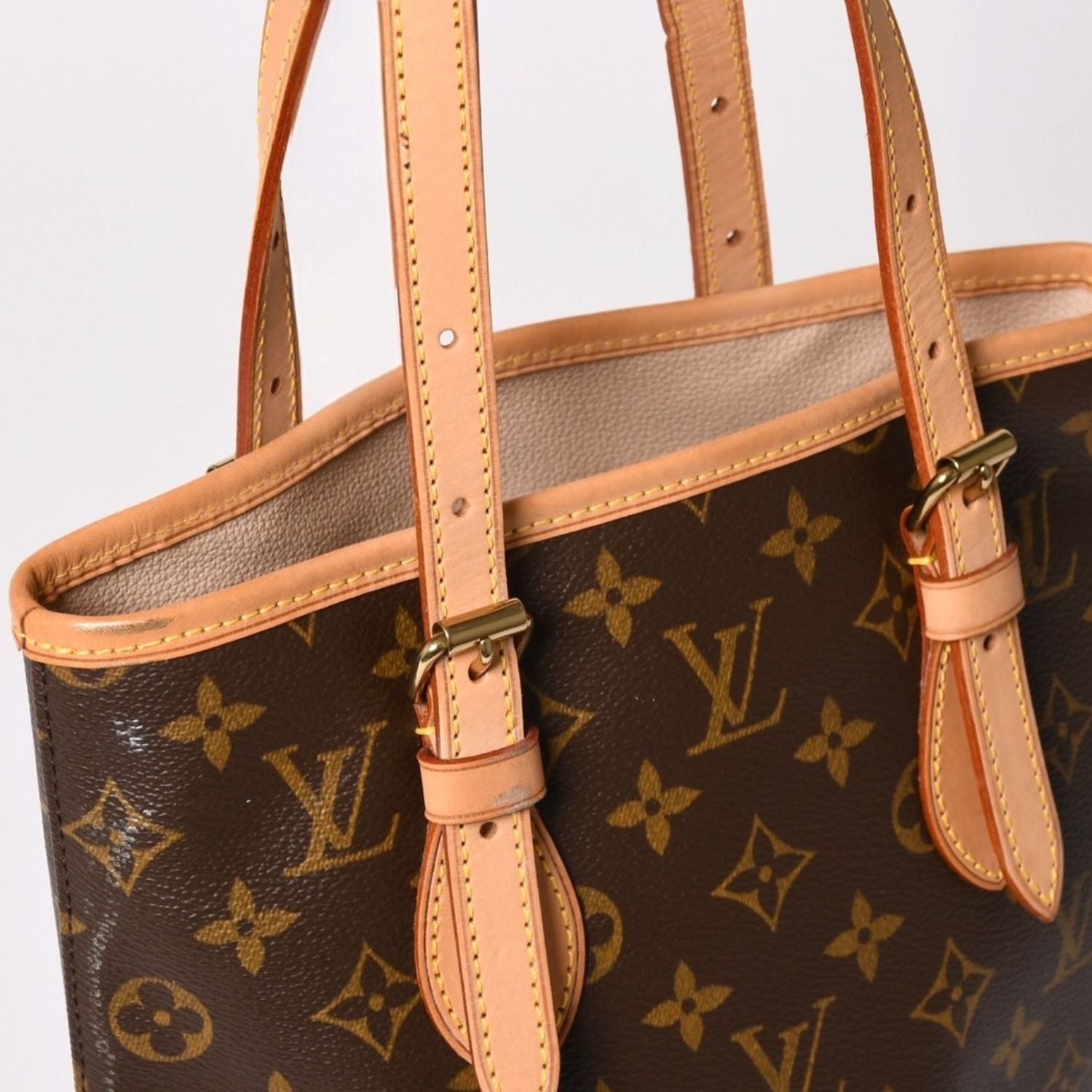 Louis Vuitton Bucket PM Handbag Monogram Brown Leather Gold — view 4