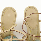 Louis Vuitton Trunks&bag Wedge Sole Linen Beige Sandals — view 6
