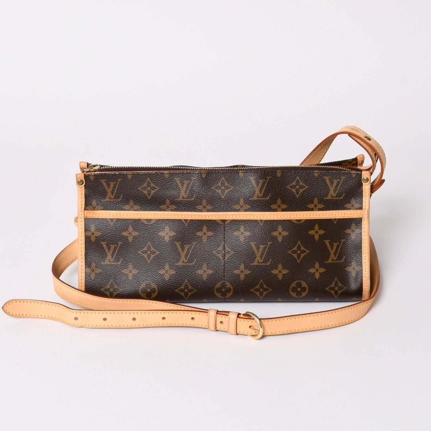 Louis Vuitton Popincourt Long Shoulder Bag Monogram Brown Leather Gold