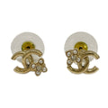 Chanel Earrings CC Logo Gold White Clear