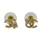 Chanel Earrings CC Logo Gold White Clear