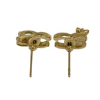 Chanel Earrings CC Logo Gold White Clear — view 3