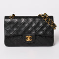 Chanel Quilted 23 Double Flap Chain Shoulder Bag CC Logo Lambskin Black