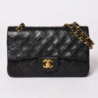Chanel Quilted 23 Double Flap Chain Shoulder Bag CC Logo Lambskin Black