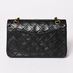 Chanel Quilted 23 Double Flap Chain Shoulder Bag CC Logo Lambskin Black — view 2