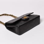 Chanel Quilted 23 Double Flap Chain Shoulder Bag CC Logo Lambskin Black — view 6