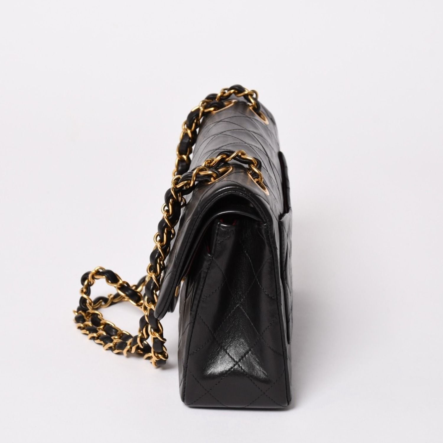 Chanel Quilted 23 Double Flap Chain Shoulder Bag CC Logo Lambskin Black — view 4