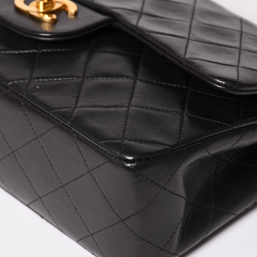 Chanel Quilted 23 Double Flap Chain Shoulder Bag CC Logo Lambskin Black — view 8