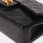 Chanel Quilted 23 Double Flap Chain Shoulder Bag CC Logo Lambskin Black — view 8