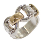 Hermes Montevideo Vintage Ring 49 925 Sterling Silver Gold Belt Motif
