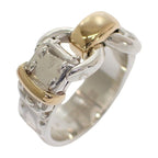 Hermes Montevideo Vintage Ring 49 925 Sterling Silver Gold Belt Motif