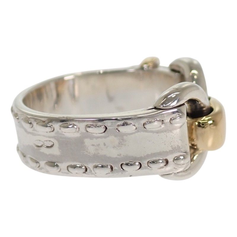 Hermes Montevideo Vintage Ring 49 925 Sterling Silver Gold Belt Motif