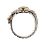Hermes Montevideo Vintage Ring 49 925 Sterling Silver Gold Belt Motif
