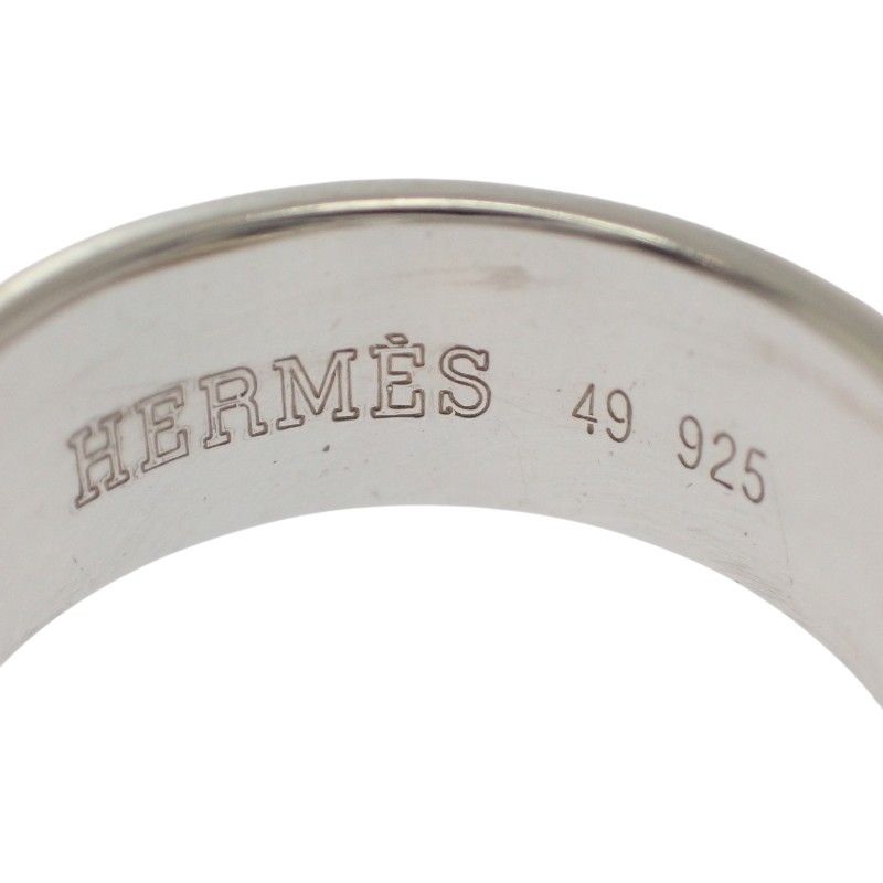 Hermes Montevideo Vintage Ring 49 925 Sterling Silver Gold Belt Motif — view 9