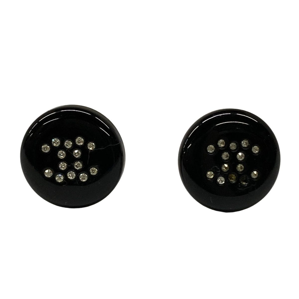 Chanel Earrings CC Logo Black Clear