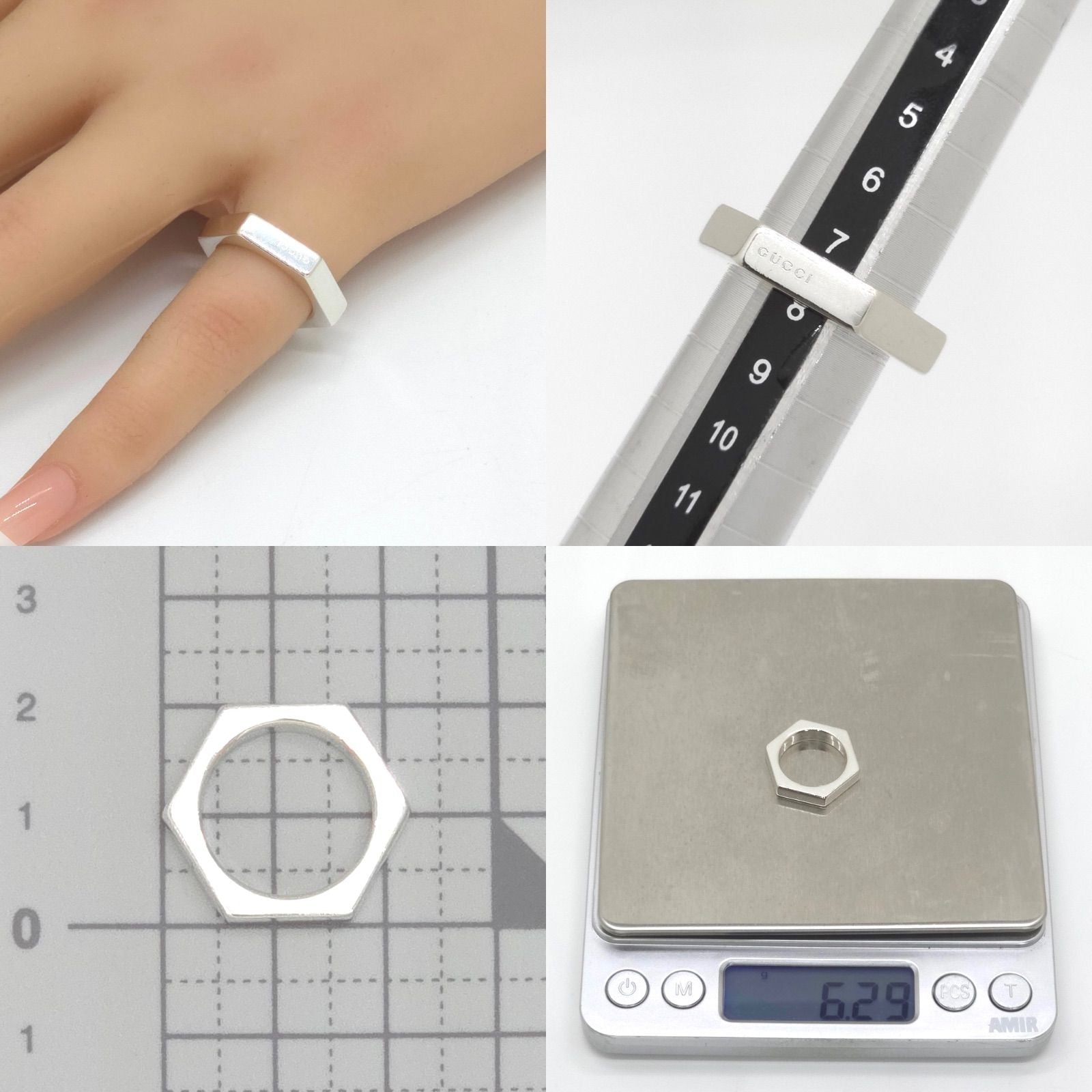 Gucci Hexagon Ring Limited Edition Sterling Silver Hexagonal — view 7