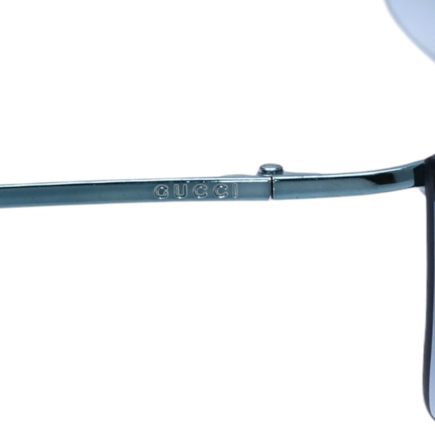 Gucci Rimless Shield Sunglasses Metal Blue Light Y2k Rhinestone GG Logo — view 5