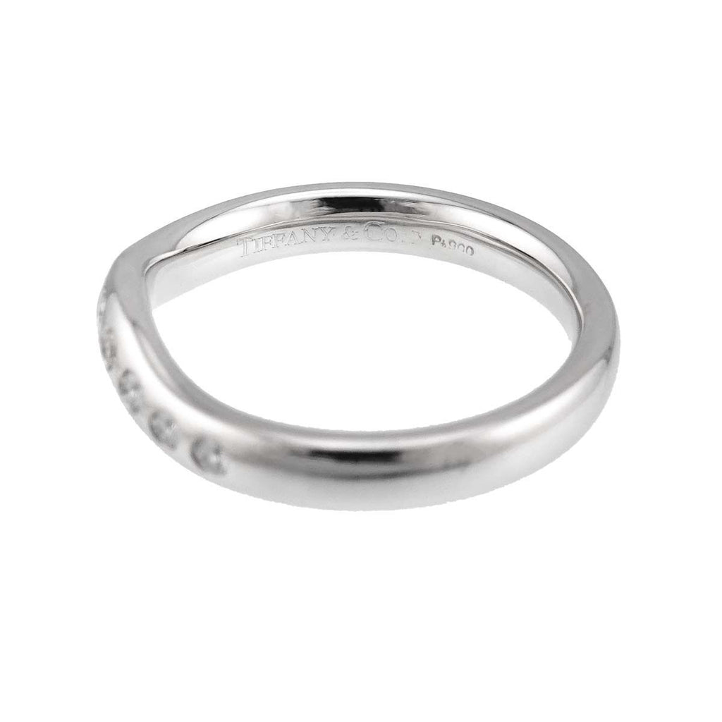 Tiffany & Co Wide Curved Band Ring Diamond Pt Platinum — view 3