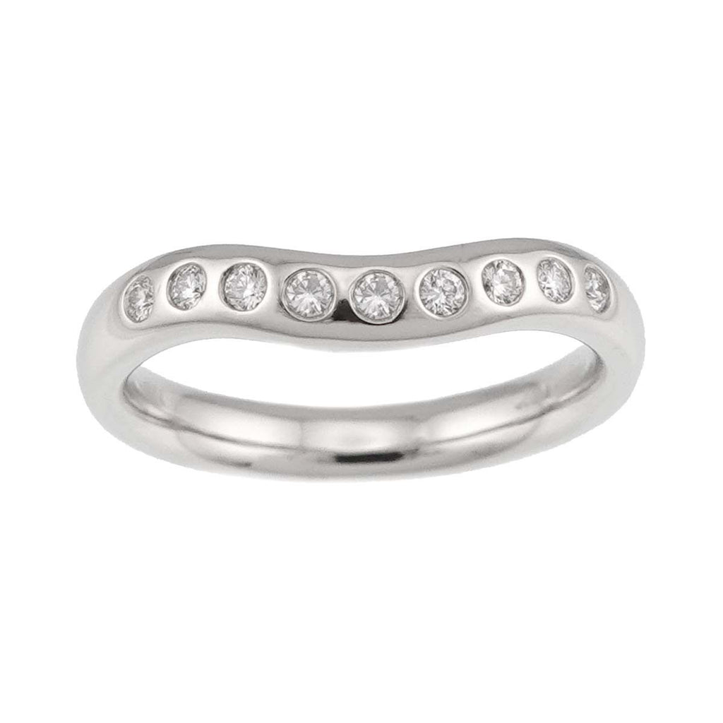 Tiffany & Co Wide Curved Band Ring Diamond Pt Platinum — view 2