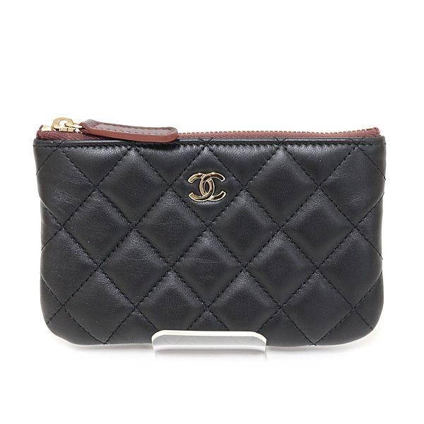 Chanel Classic Small Zip Pouch Lambskin Black Quilted Cosmetic Mini Wallet