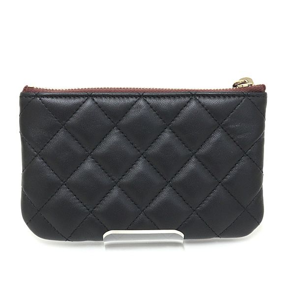 Chanel Classic Small Zip Pouch Lambskin Black Quilted Cosmetic Mini Wallet — view 2