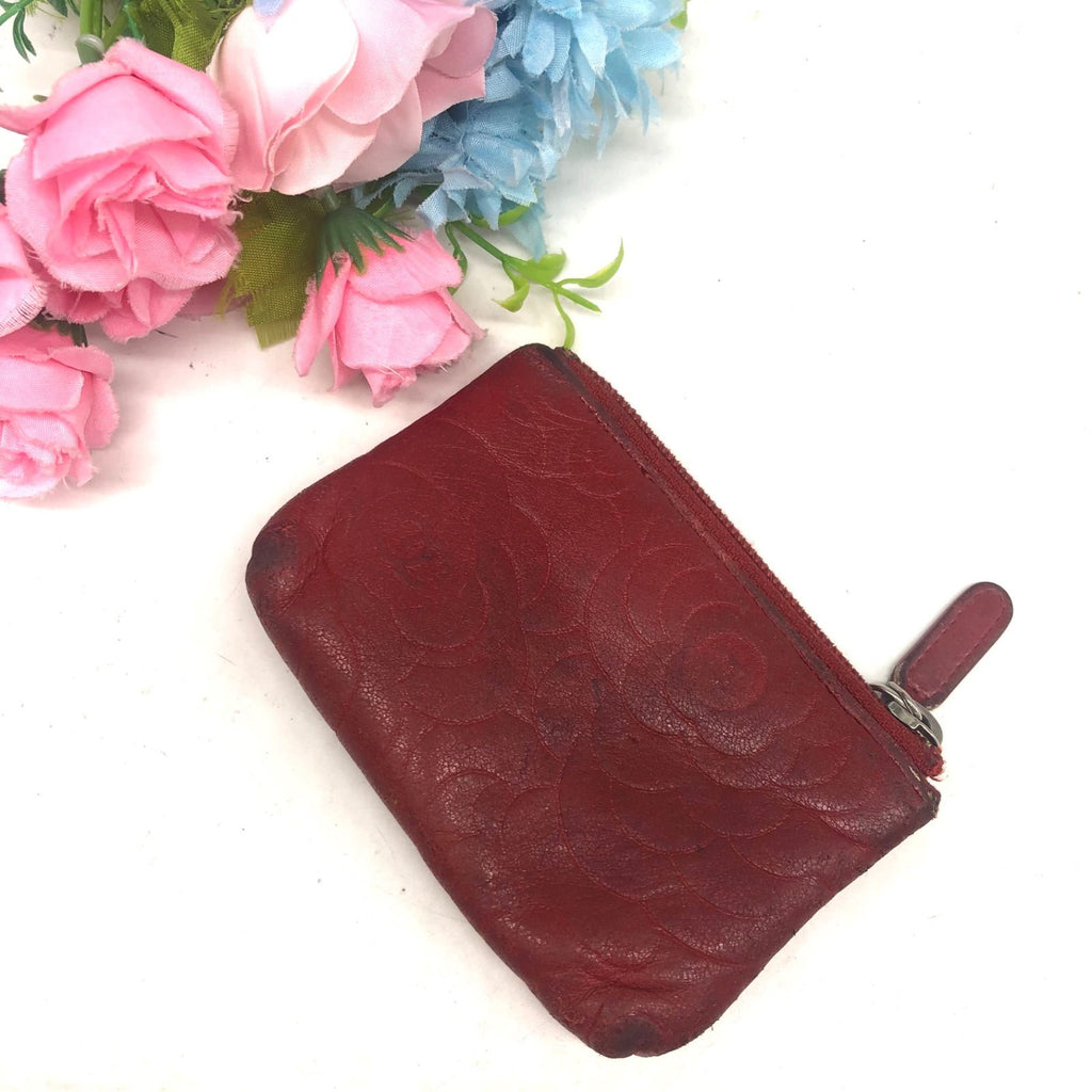 Chanel Coin Case Pouch Camellia Red CC Logo — view 3