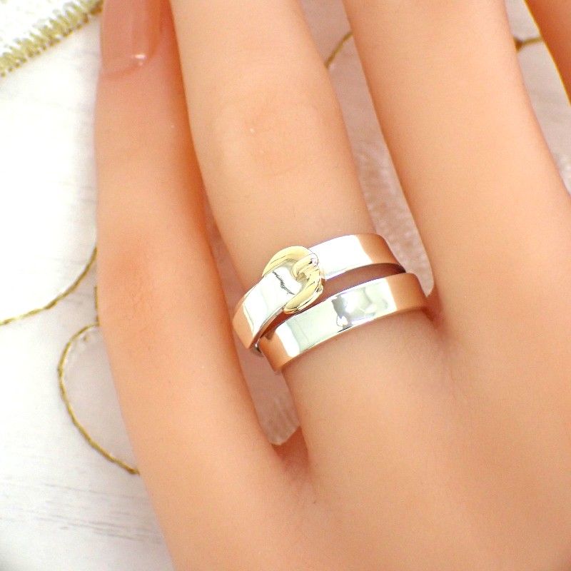 Hermes Double Tour Ring 925 Sterling Silver Gold