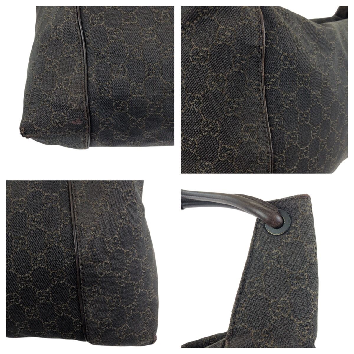 Gucci Dark Brown Gold GG Canvas Leather Shoulder — view 5