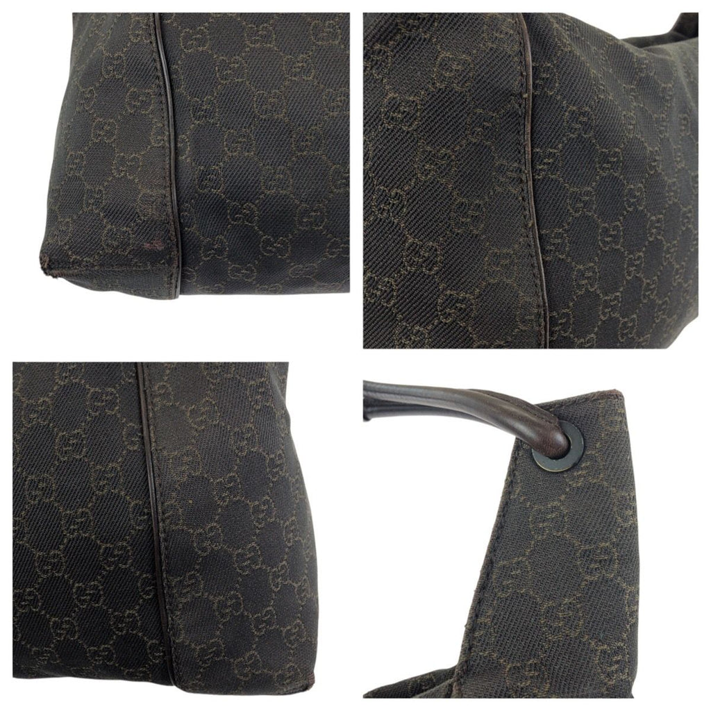 Gucci Dark Brown Gold GG Canvas Leather Shoulder — view 5