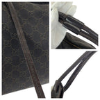 Gucci Dark Brown Gold GG Canvas Leather Shoulder — view 6