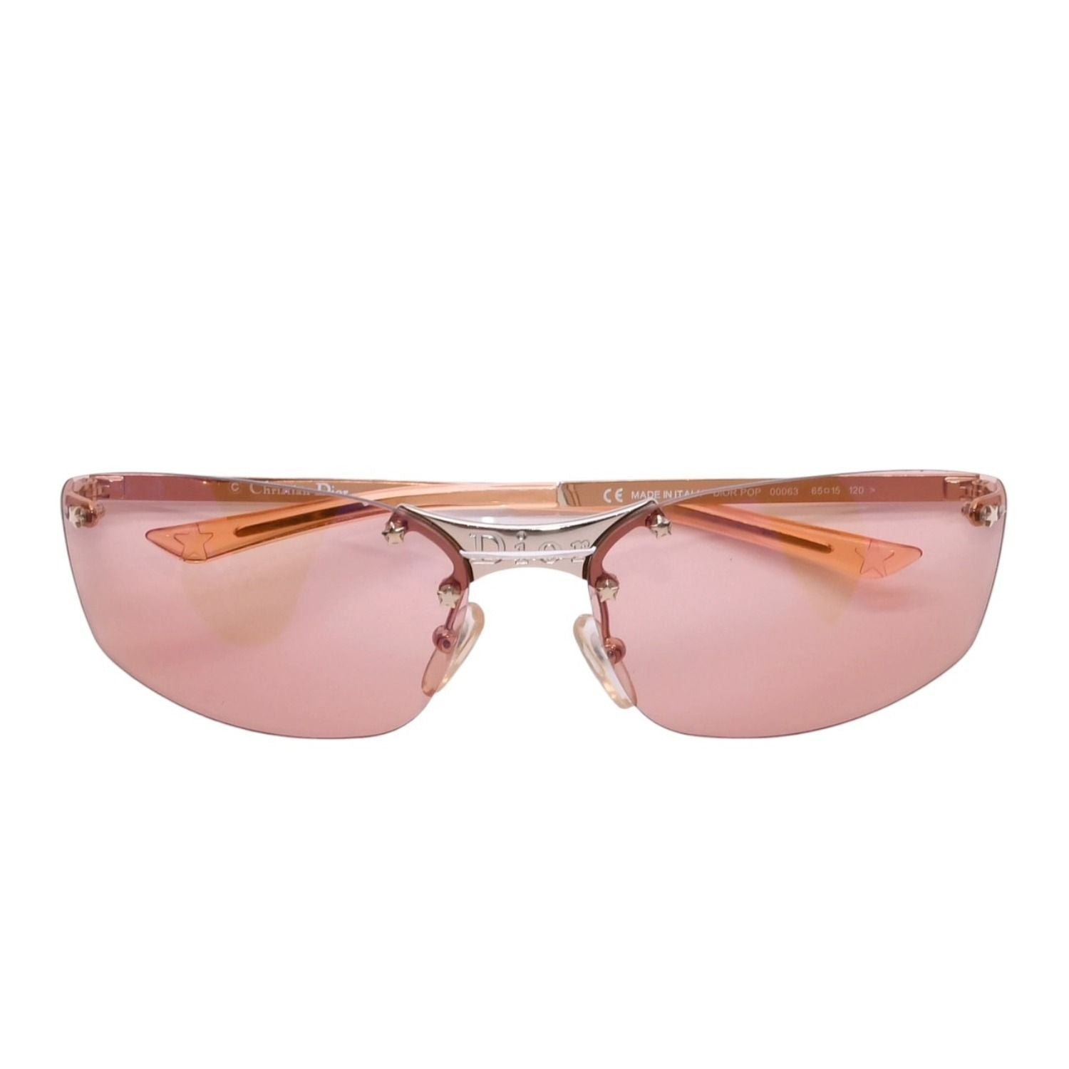 Dior Pop Rimless Sunglasses Eyewear Star Decoration Orange Y2k Metal Frame — view 2