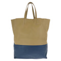 Celine Horizontal Cabas Bicolor Beige Blue Gold Leather Tote
