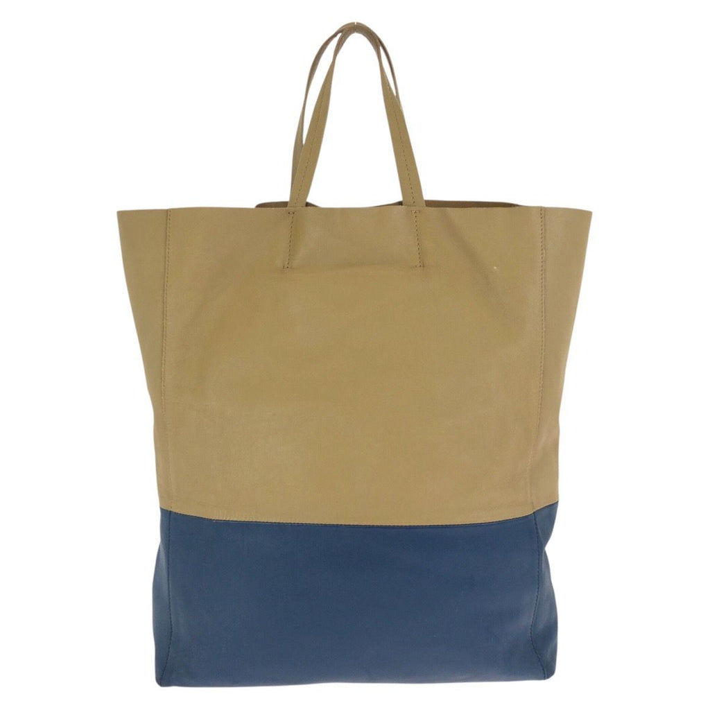 Celine Horizontal Cabas Bicolor Beige Blue Gold Leather Tote — view 2