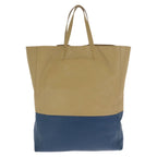 Celine Horizontal Cabas Bicolor Beige Blue Gold Leather Tote — view 2