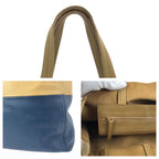Celine Horizontal Cabas Bicolor Beige Blue Gold Leather Tote — view 6