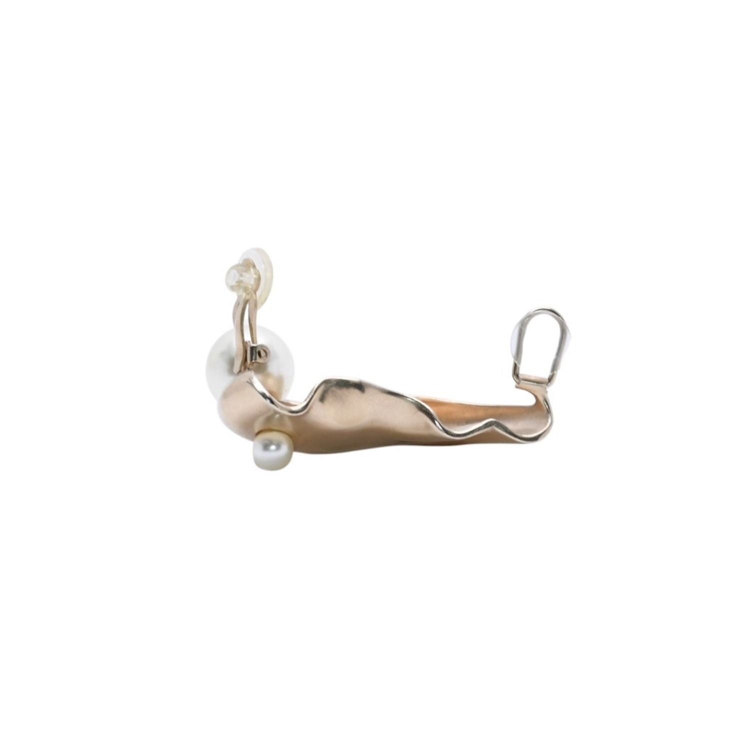 Dior Pearl with Gold Ear Cuff Single Earrings White — view 6
