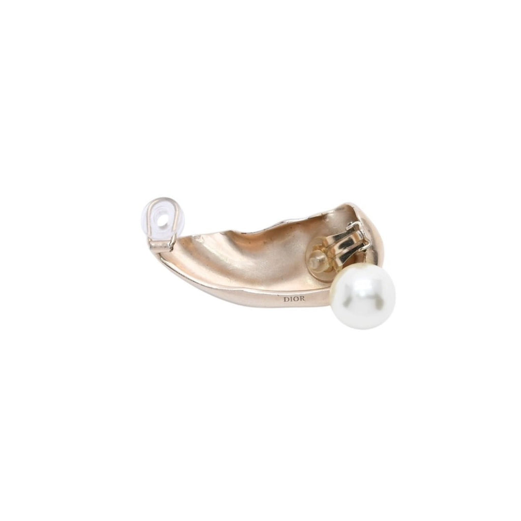 Dior Pearl with Gold Ear Cuff Single Earrings White — view 4