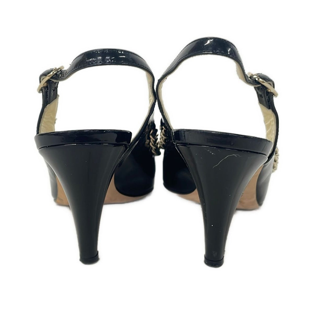 Chanel Sandals 35.5 C Black Chain Leather — view 3