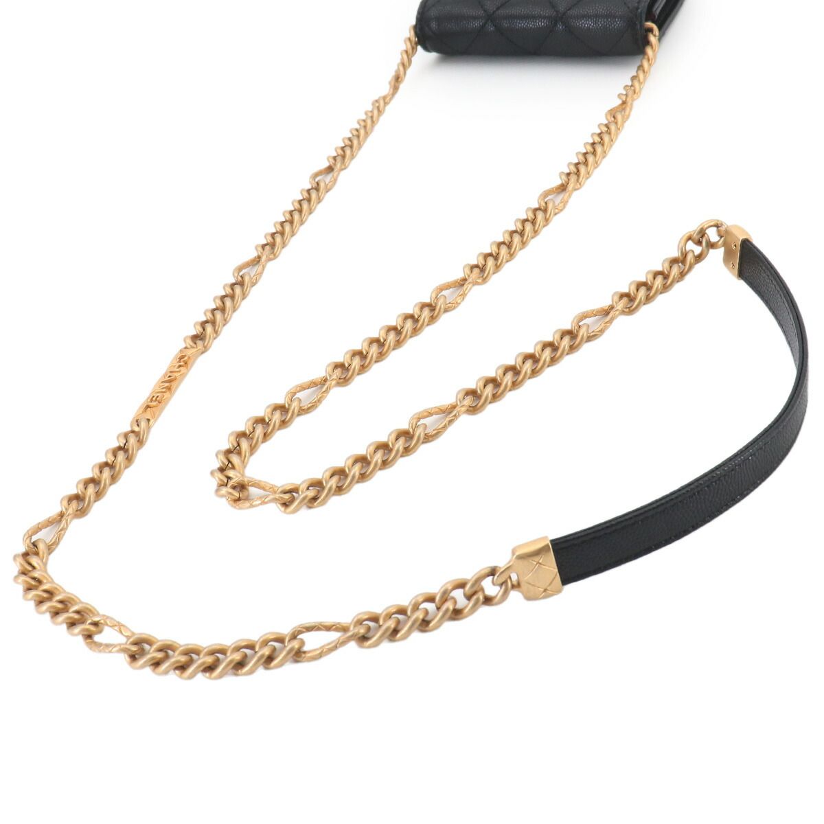 Chanel Quilted Bracelet on Chain Shoulder Card Case Caviar Leather Black — view 6