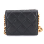 Chanel Quilted Bracelet on Chain Shoulder Card Case Caviar Leather Black — view 3