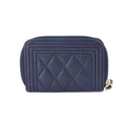 Chanel Boy Zip Coin Purse Caviar Leather Navy Gold — view 2