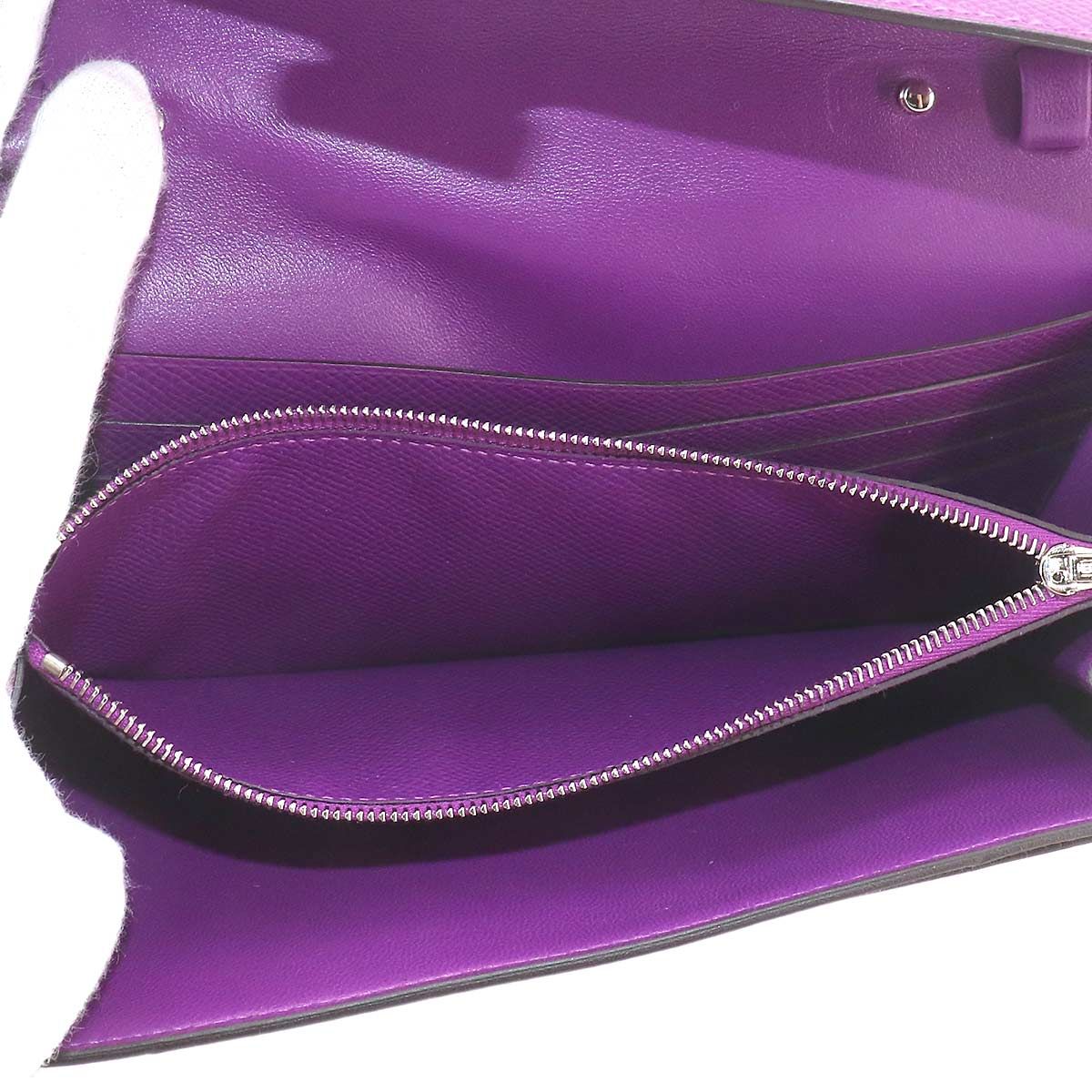 Hermes Constance Long Tougo Bifold Wallet Epsom Anemone Silver — view 7