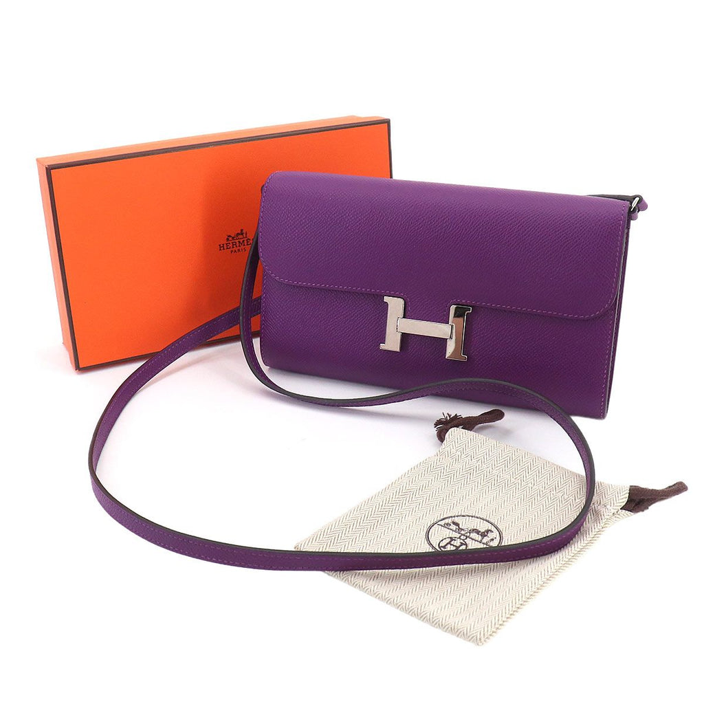 Hermes Constance Long Tougo Bifold Wallet Epsom Anemone Silver — view 2